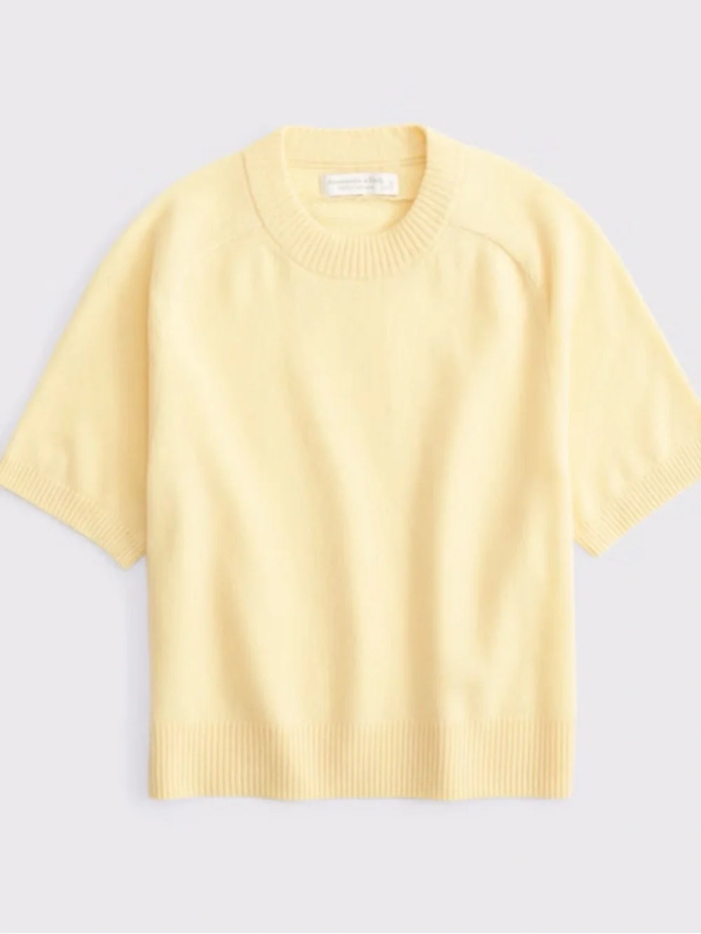 Abercrombie & Fitch Butter Yellow 100% Cashmere Crewneck Sweater Tee Size L
